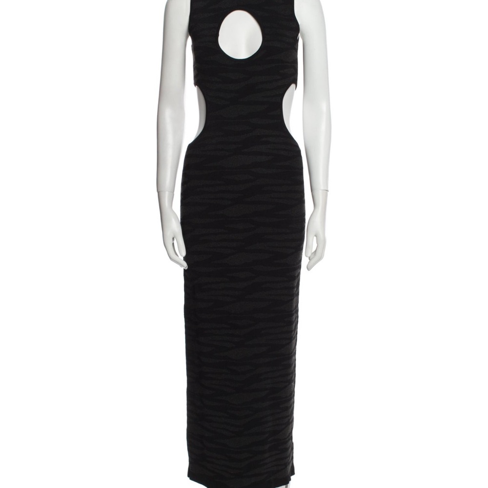 DUNDAS Black Bodycon Halter Midi Dress